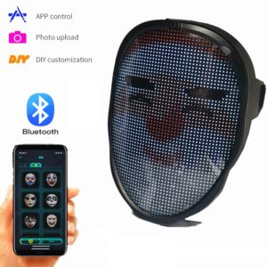 Bluetooth Rgb Led Lights Up Party Mask Diy Picture Editing Animation Text Love Prank Concert Mask, Built-in Battery Led Display 2