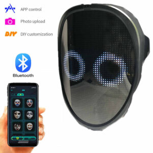 Bluetooth Rgb Led Lights Up Party Mask Diy Picture Editing Animation Text Love Prank Concert Mask, Built-in Battery Led Display 1